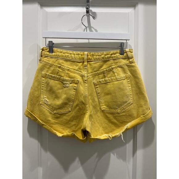 Free People CRVY Anytime Anywhere Denim Shorts in Sultana Yellow Sz 27 - Picture 5 of 5